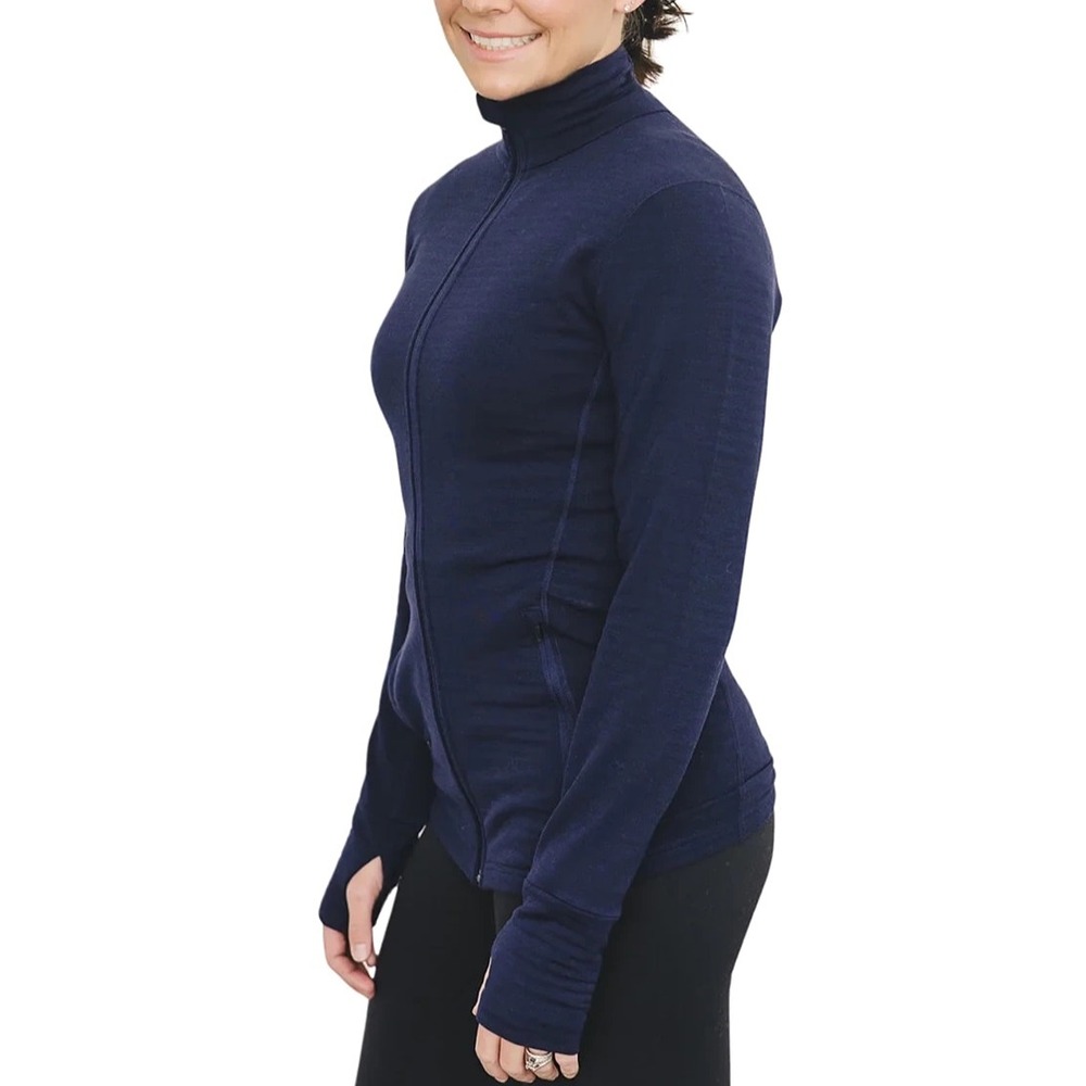 Woolino Merino Natural Fleece Full-Zip Jacket Womens L Cosmic Blue Full Zip
